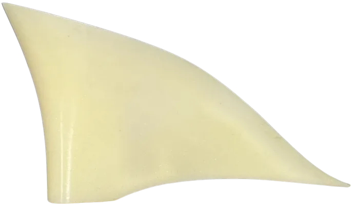 Cuña de plástico de unos 75 mm, modelo 393, con la cara superior cóncava, vista lateral