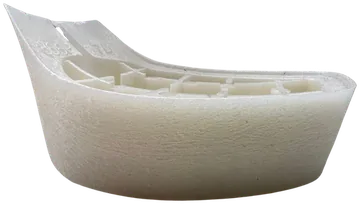 Zeppa in plastica da circa 40 mm, modello 866, bianca, curva, vista di tre quarti